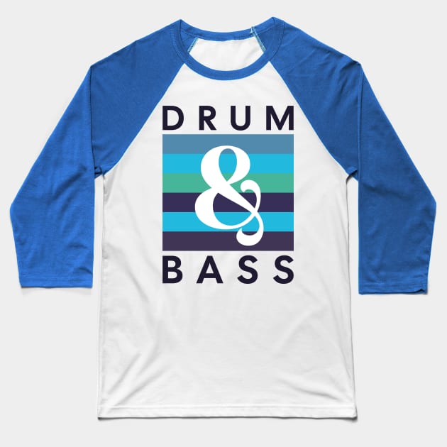 DRUM & BASS  - Blue Rainbow (light print) Baseball T-Shirt by DISCOTHREADZ 